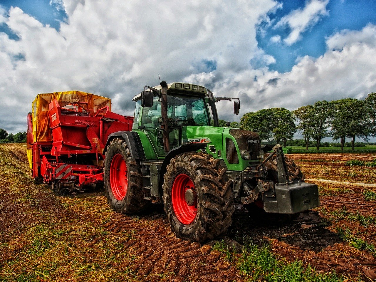 tractor, grain mixer, rural