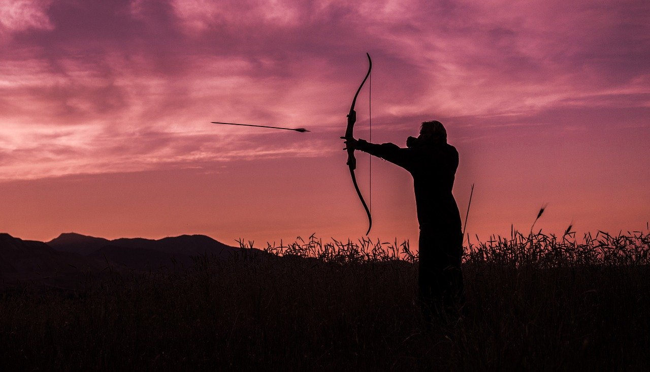 archer, archery, sunset